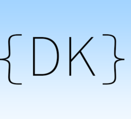 DK logo white and blue gradient background